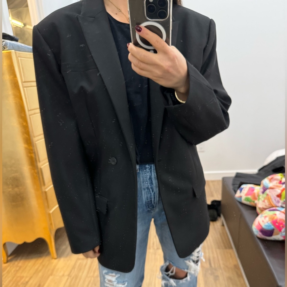Zara x Kaia Gerber collaboration black oversized fit blazer